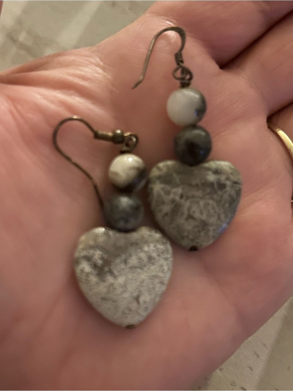 Picasso Jasper heart shape drop earrings